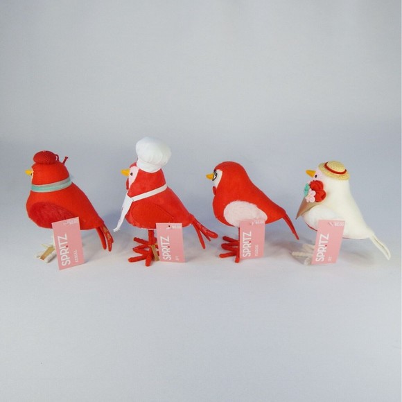 2023 Set of 4 Target Spritz Featherly Friends Valentine's Day Felt Birds Jet Avi - Picture 6 of 10